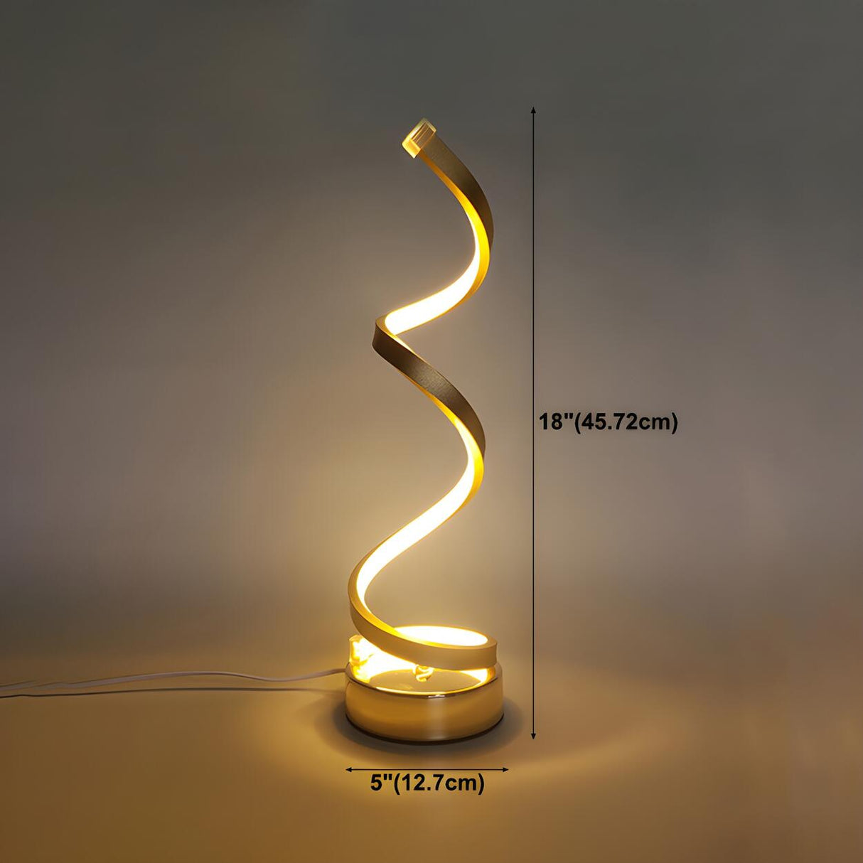 Elegant Simple Spiral Strip Metal Bedroom Table Lamp 