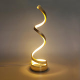 Elegant Simple Spiral Strip Metal Bedroom Table Lamp Image - 3