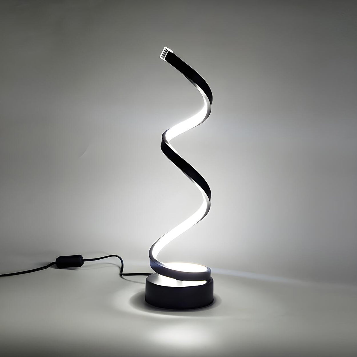 Elegant Simple Spiral Strip Metal Bedroom Table Lamp Image - 8