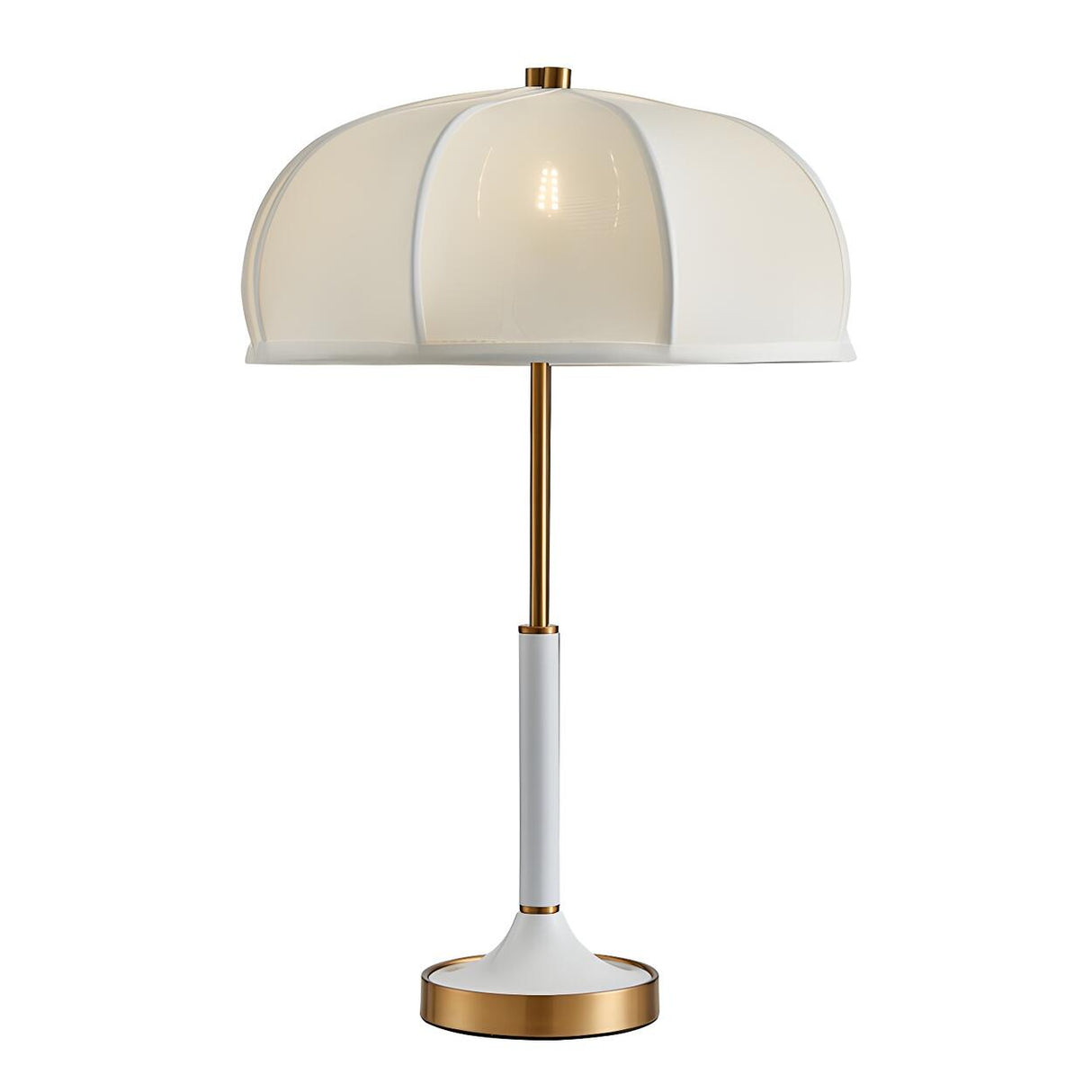 Elegant Simple White Drum Dome Fabric Shade Table Lamp Image - 5