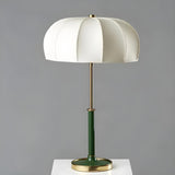 Elegant Simple White Drum Dome Fabric Shade Table Lamp Image - 9