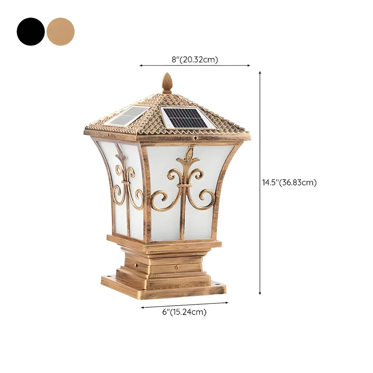 Elegant Solar Lantern Black Metal Outdoor Table Lamp 