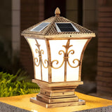 Elegant Solar Lantern Black Metal Outdoor Table Lamp Image - 3