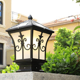 Elegant Solar Lantern Black Metal Outdoor Table Lamp Image - 5