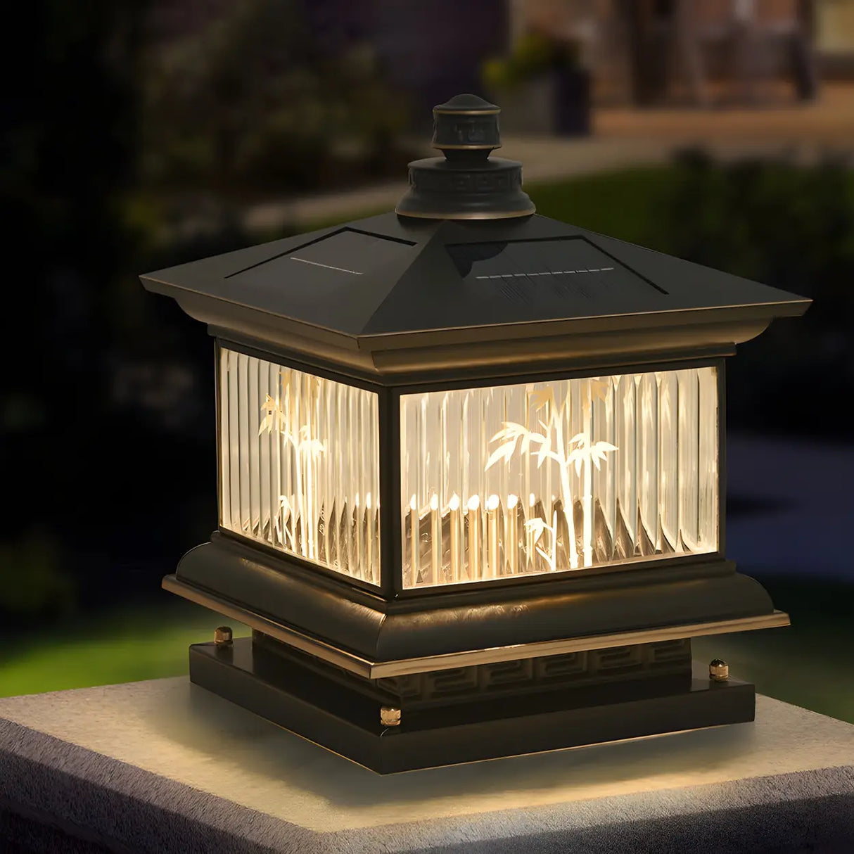 Elegant Solar Lantern Glass Outdoor Garden Table Lamp Image - 1