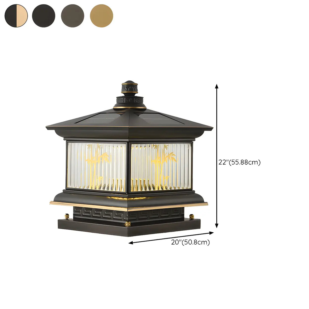 Elegant Solar Lantern Glass Outdoor Garden Table Lamp 