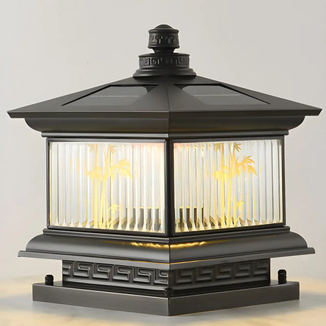 Elegant Solar Lantern Glass Outdoor Garden Table Lamp Image - 2