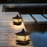 Elegant Solar Lantern Glass Outdoor Garden Table Lamp Image - 6