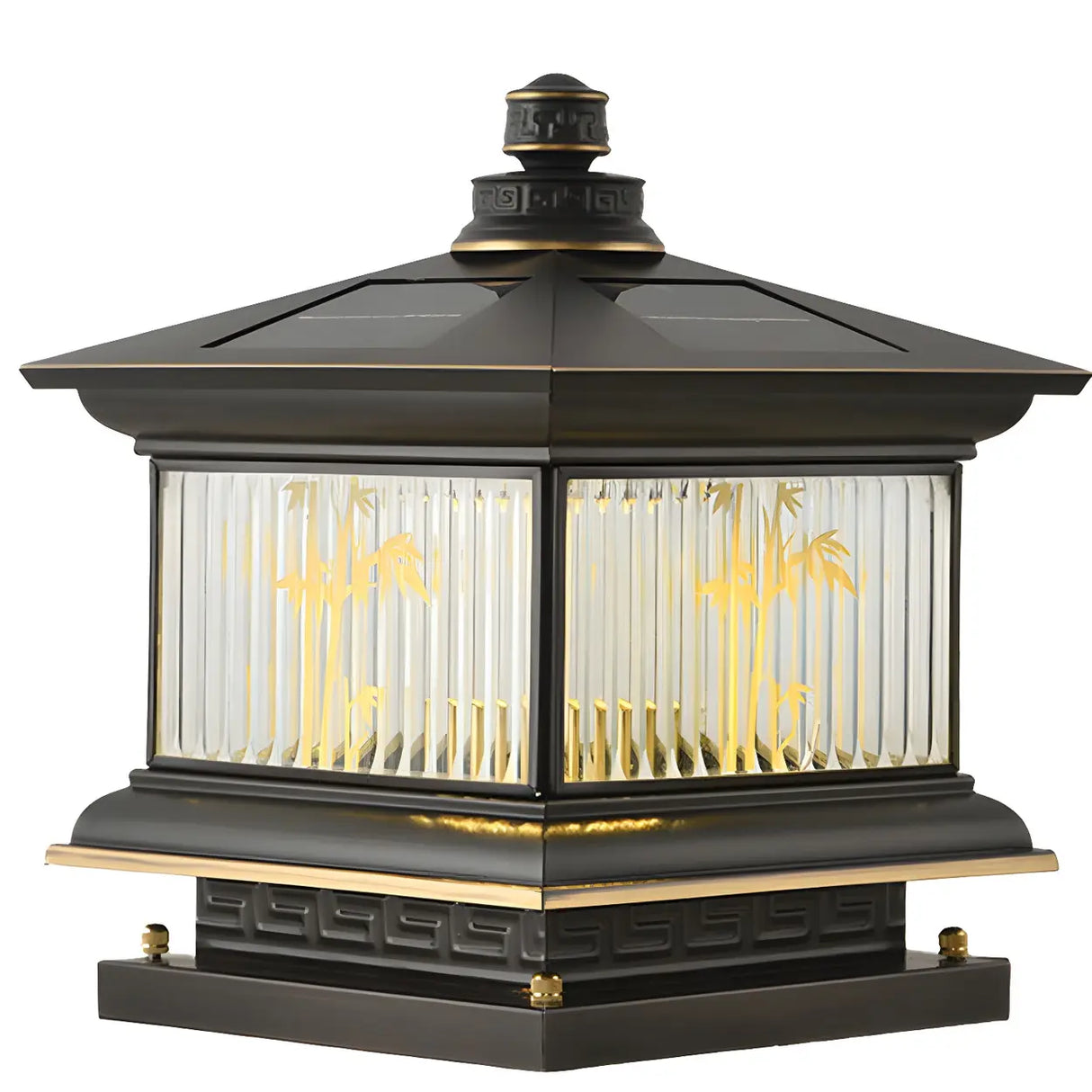 Elegant Solar Lantern Glass Outdoor Garden Table Lamp Image - 9