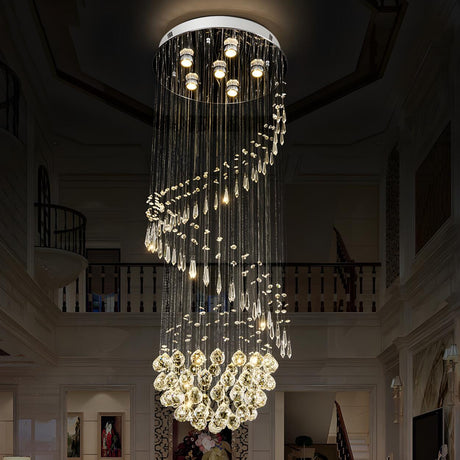 Elegant Spiral Crystal Pendant LED Flush Mount Light Image - 1