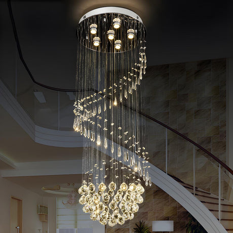 Elegant Spiral Crystal Pendant LED Flush Mount Light Image - 2