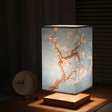 Elegant Square Fabric Floral Pattern Decor Table Lamp Image - 1