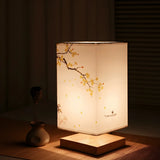 Elegant Square Fabric Floral Pattern Decor Table Lamp Image - 4