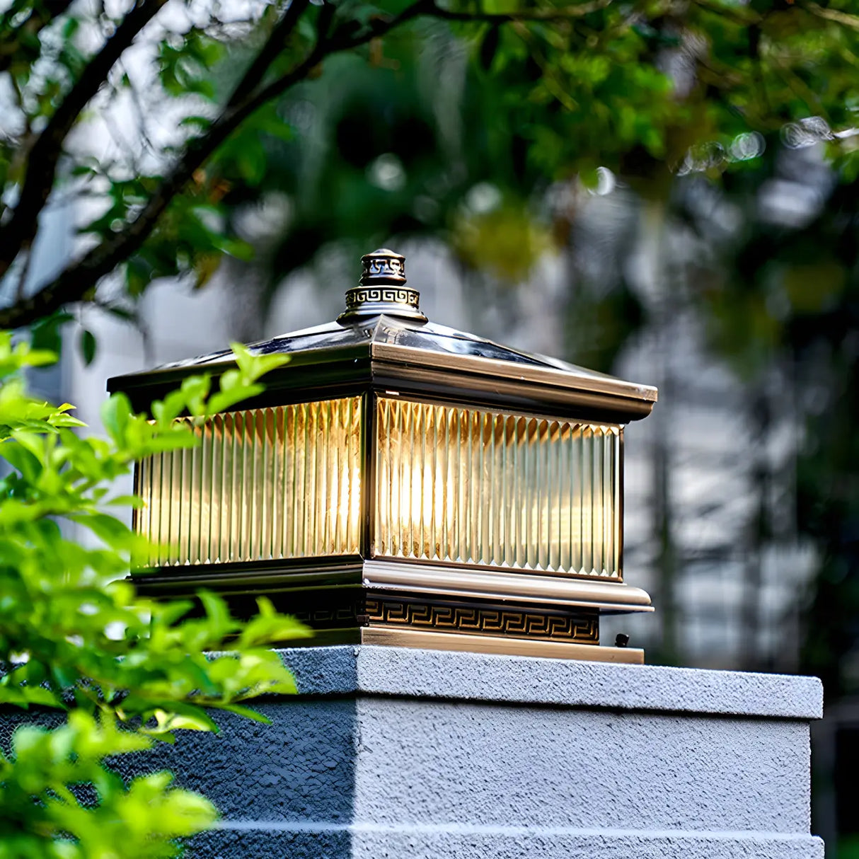 Elegant Square Metal Solar Black Lantern Outdoor Lamp Image - 10