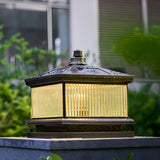 Elegant Square Metal Solar Black Lantern Outdoor Lamp Image - 3