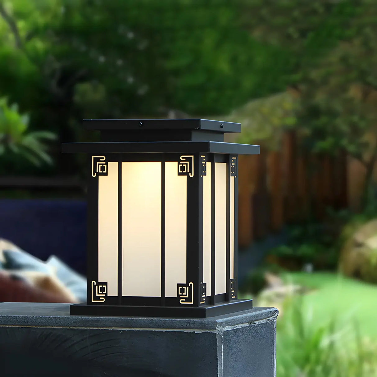 Elegant Square Metal Solar Outdoor Garden Table Lamp Image - 1