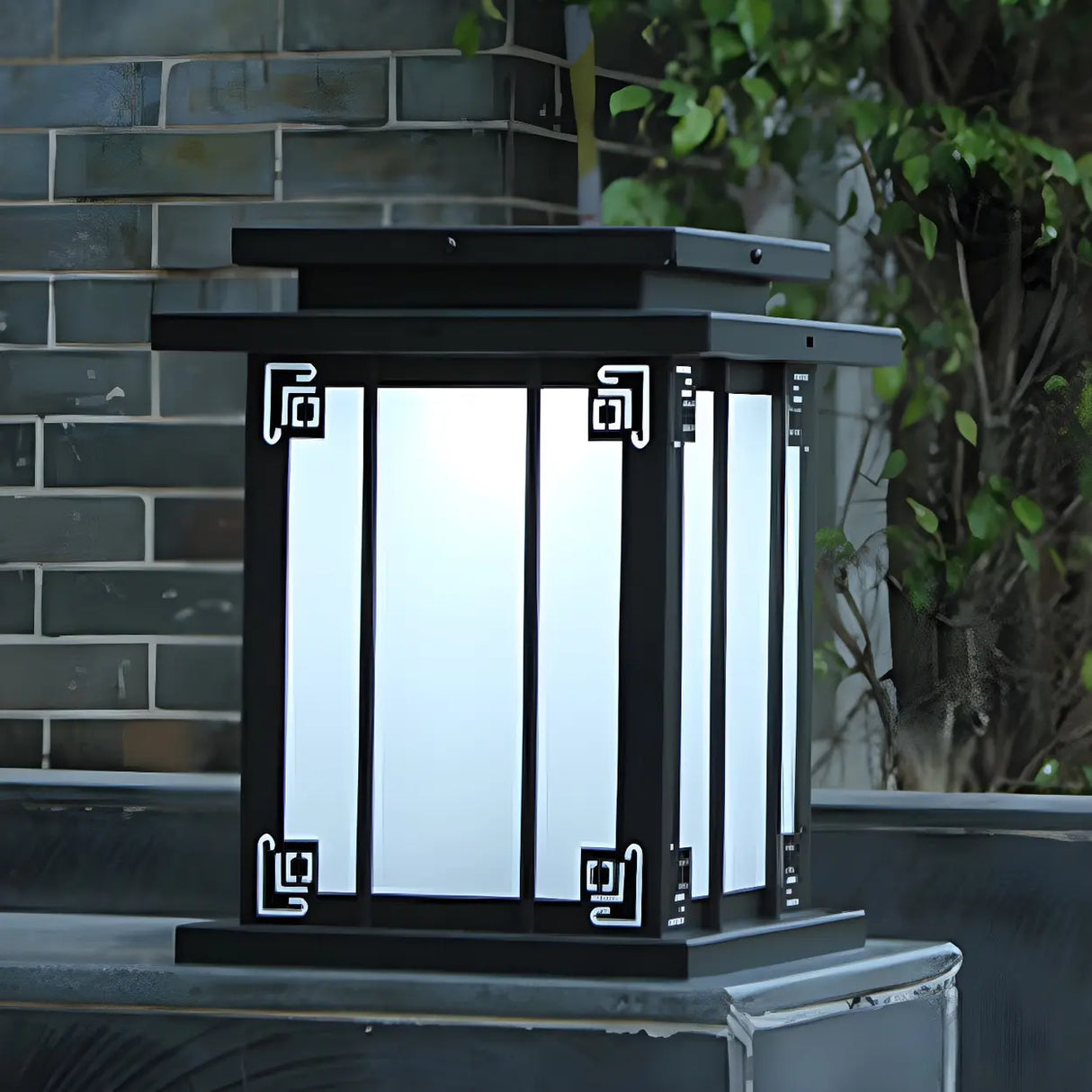 Elegant Square Metal Solar Outdoor Garden Table Lamp Image - 13