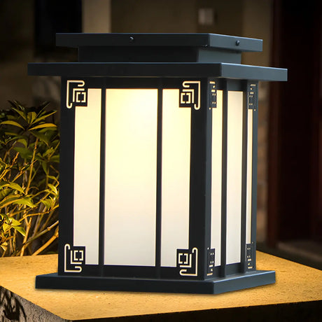 Elegant Square Metal Solar Outdoor Garden Table Lamp Image - 2