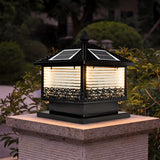 Elegant Square Solar Post Iron Outdoor Table Lamp Black Image - 1