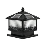 Elegant Square Solar Post Iron Outdoor Table Lamp Black Image - 2