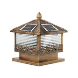 Elegant Square Solar Post Iron Outdoor Table Lamp Black Image - 3