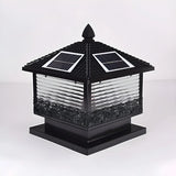 Elegant Square Solar Post Iron Outdoor Table Lamp Black Image - 9