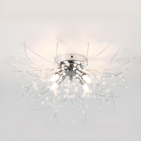 Elegant Starburst Crystal Flush Mount Light Living Room Image - 2