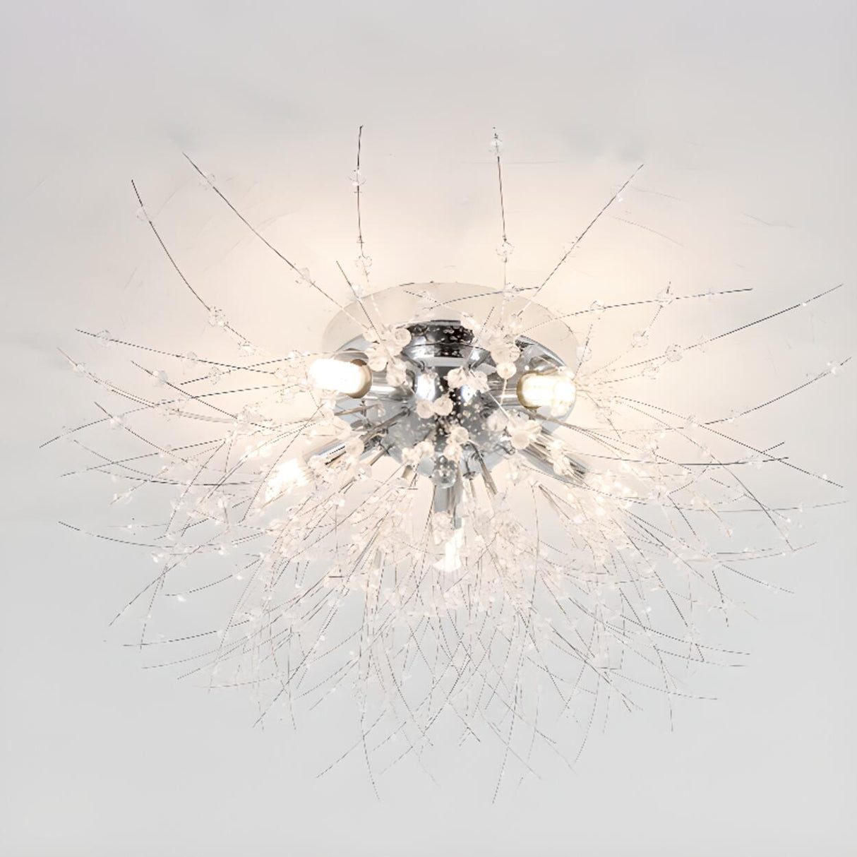 Elegant Starburst Crystal Flush Mount Light Living Room Image - 3