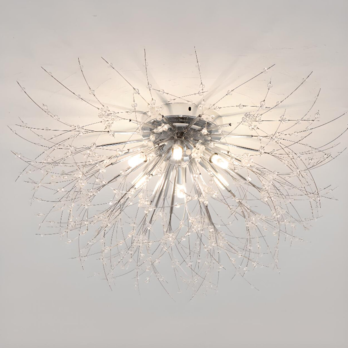 Elegant Starburst Crystal Flush Mount Light Living Room Image - 5