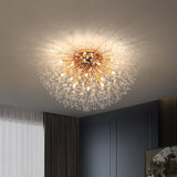 Elegant Starburst Crystal Gold Semi-Flush Mount Light Image - 1