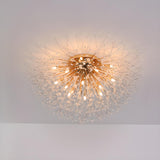 Elegant Starburst Crystal Gold Semi-Flush Mount Light Image - 10