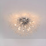 Elegant Starburst Crystal Gold Semi-Flush Mount Light Image - 15