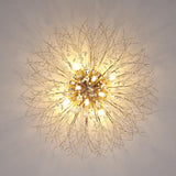 Elegant Starburst Crystal Gold Semi-Flush Mount Light Image - 20