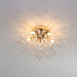 Elegant Starburst Crystal Gold Semi-Flush Mount Light Image - 7