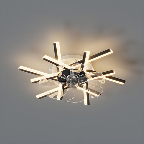 Elegant Starburst Flush Modern Ceiling Fan with Light Image - 2