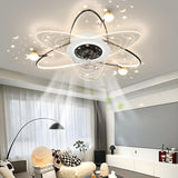 Elegant Starry Sky Ring Track Ceiling Fan with Light Image - 11