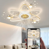 Elegant Starry Sky Ring Track Ceiling Fan with Light Image - 12