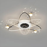 Elegant Starry Sky Ring Track Ceiling Fan with Light Image - 2