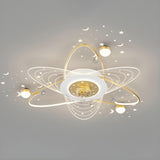 Elegant Starry Sky Ring Track Ceiling Fan with Light Image - 4