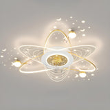 Elegant Starry Sky Ring Track Ceiling Fan with Light Image - 9