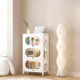 Elegant Steel Living Room White Curio Display Cabinet Image - 2