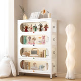 Elegant Steel Living Room White Curio Display Cabinet Image - 20