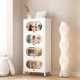 Elegant Steel Living Room White Curio Display Cabinet Image - 29