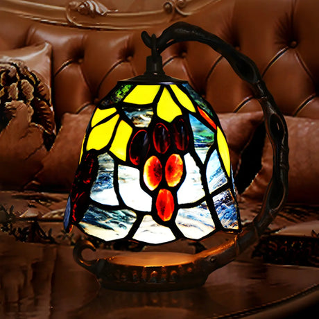 Elegant Tiffany Bell Stained Glass Curved Table Lamp Image - 1