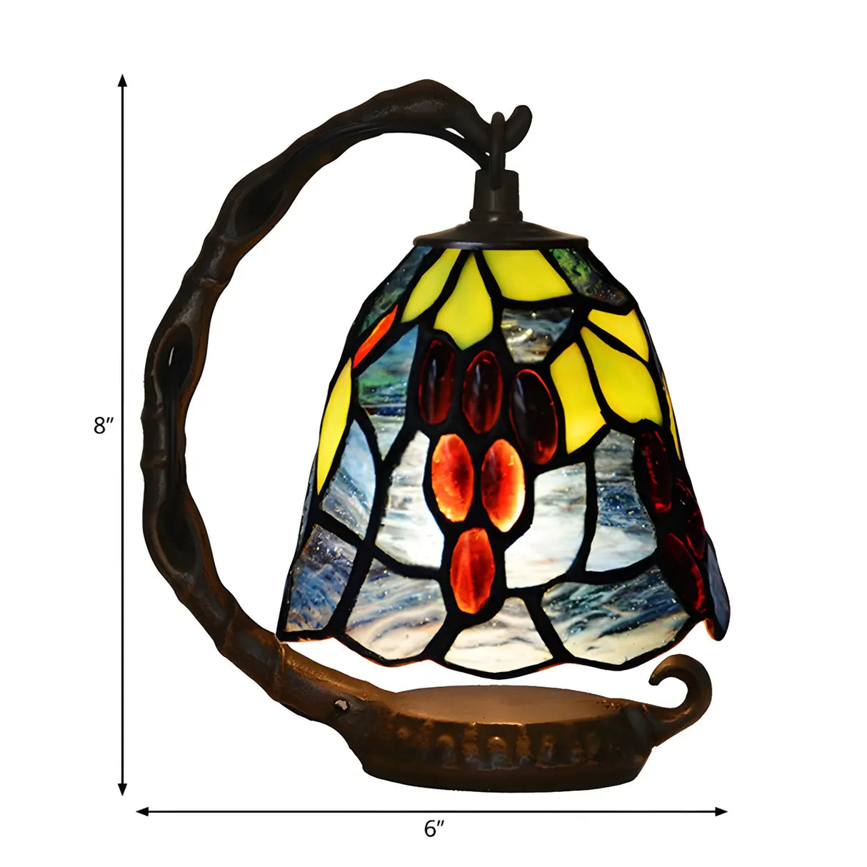 Elegant Tiffany Bell Stained Glass Curved Table Lamp Image - 5