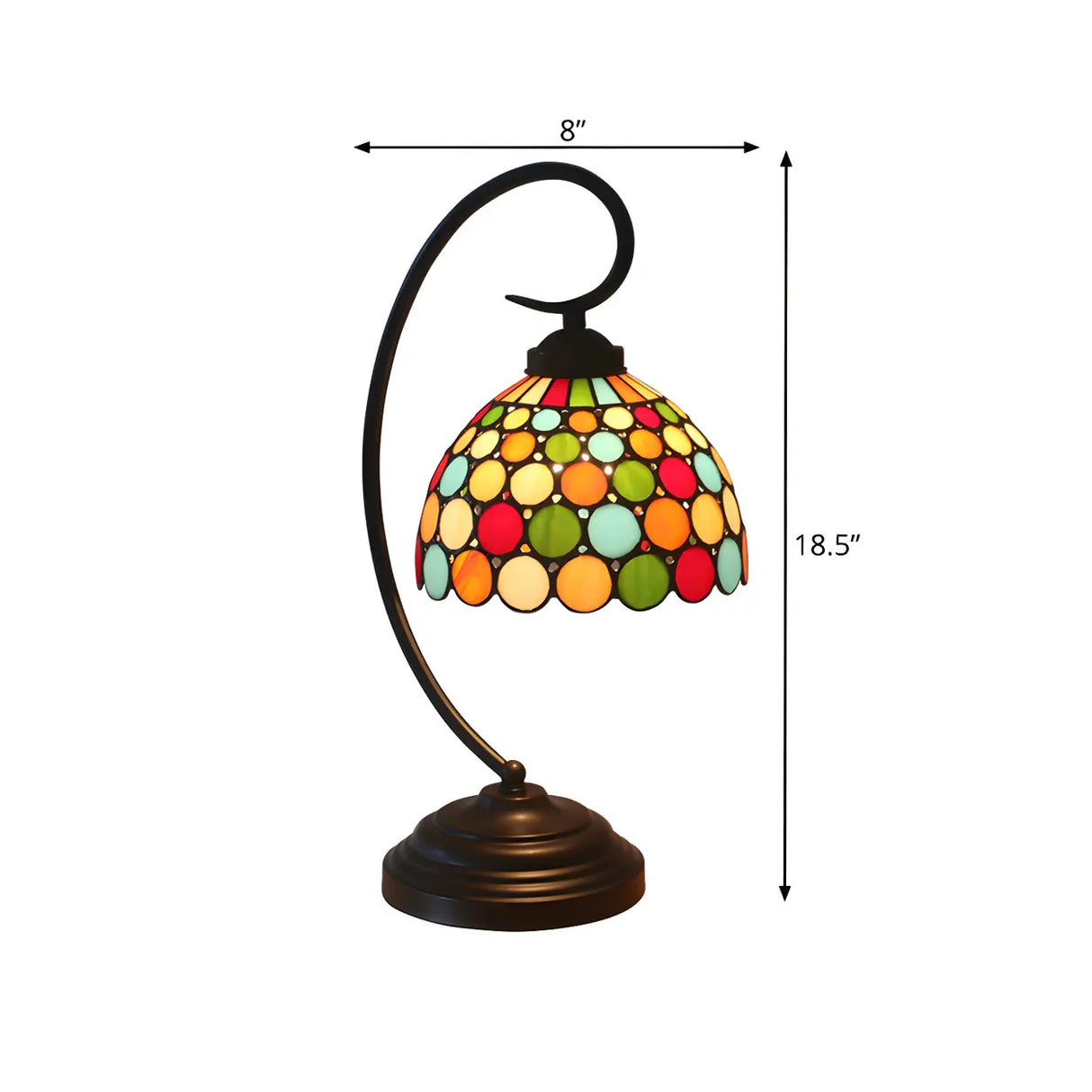 Elegant Tiffany Conical Stained Glass Curved Desk Lamp 