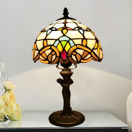 Elegant Tiffany Dome Stained Glass Decor Table Lamp Image - 1