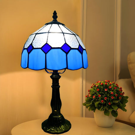 Elegant Tiffany Dome Stained Glass Decor Table Lamp Image - 2