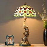 Elegant Tiffany Phoenix Dome Stained Glass Table Lamp Image - 10