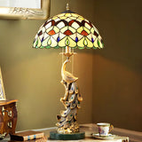 Elegant Tiffany Phoenix Dome Stained Glass Table Lamp Image - 11